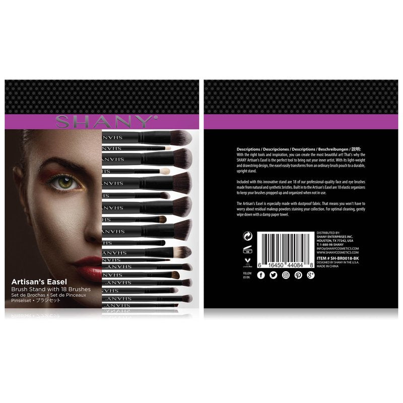 18-Piece Professional Makeup Brush Set with Convertible Stand Pouch