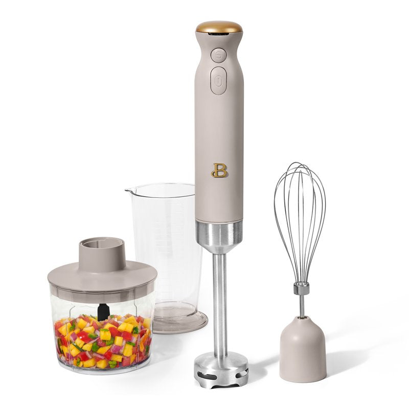 Cordless Immersion Blender with Chopper, Whisk & Cup - Porcini Taupe
