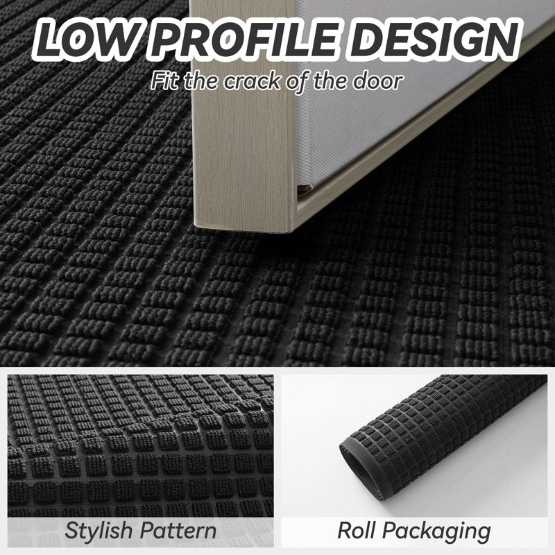 Outdoor Doormat Non Slip Rubber Welcome Mat 17x30 Checker Black - Dirt Trapper Entry Rug