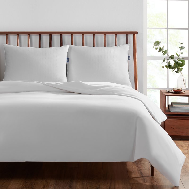No-Go Flat Bed Pillow 2 Pack - Supportive Hypoallergenic Sleep Pillow