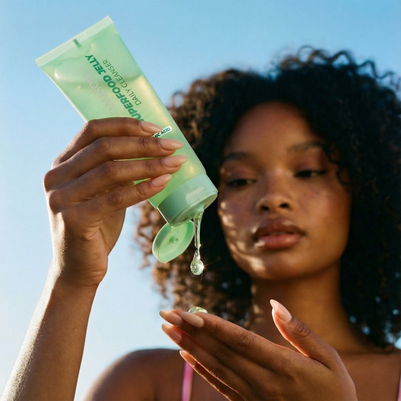 Superfood Jelly Daily Cleanser - Hydrating Face Wash with Green Tea & Kale