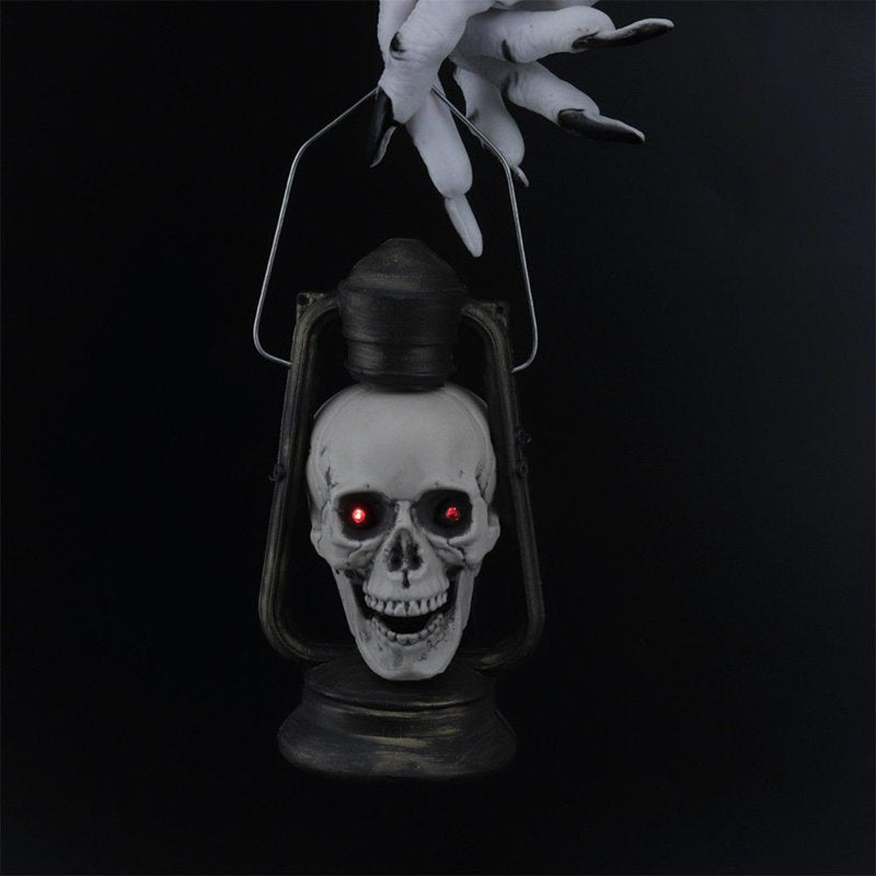Halloween Skull Lantern with LED Lights Red Eyes Spooky Decor
