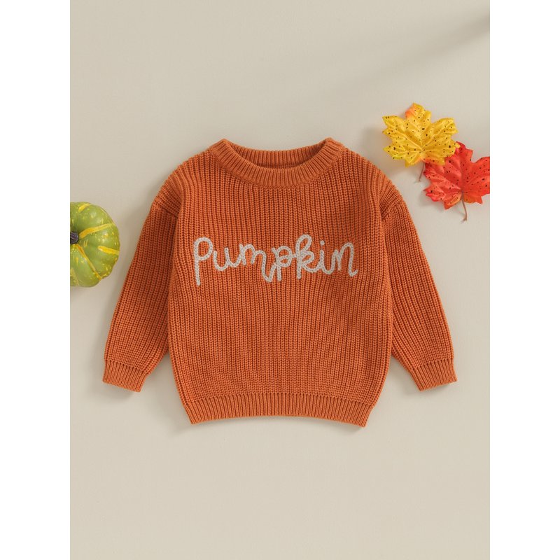 Toddler Baby Girl Boy Knit Sweater - Style 1, 6-9 Months, Long Sleeve Embroidered Pullover for Autumn Winter