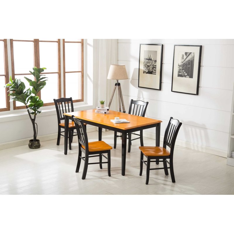 Shaker Rectangular Wood Dining Table - Black/Oak Finish