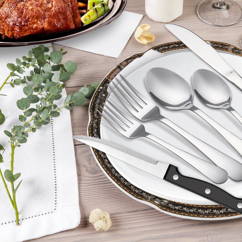 48-Piece Stainless Steel Flatware Set for 8 with Steak Knives - Silver