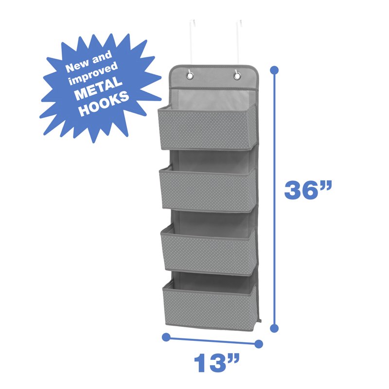 Dove Grey 4 Pocket Over The Door Organizer 2 Pack - Easy Storage Solution
