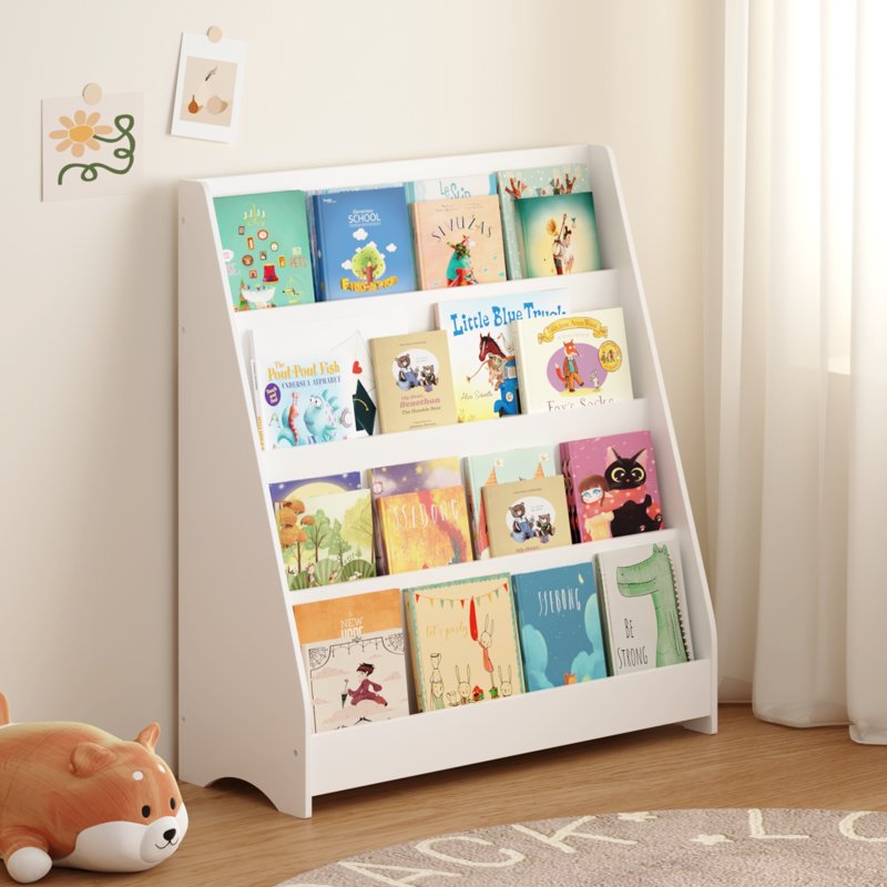 4-Tier Kids Bookshelf & Toy Organizer - Space-Saving Storage