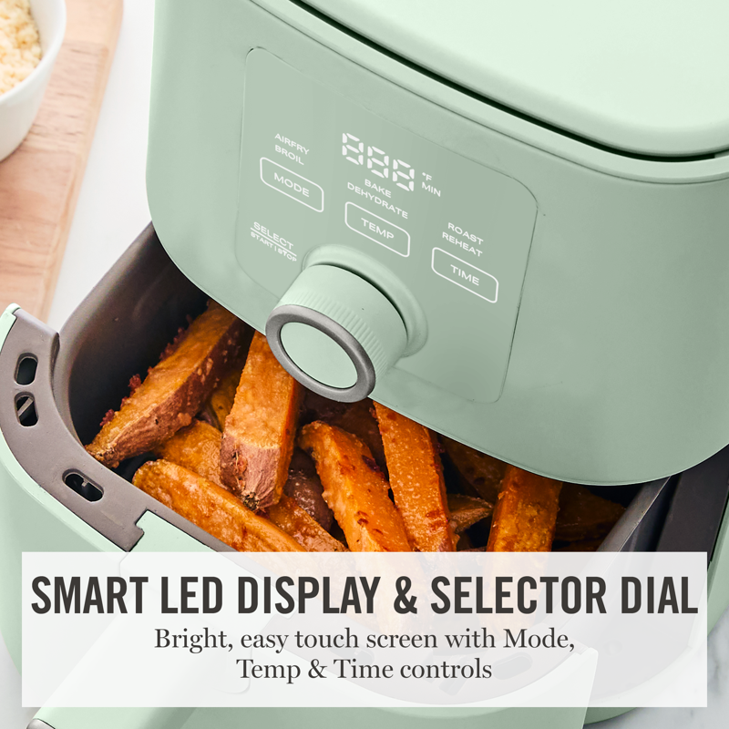 6QT Slim Air Fryer with Ceramic Non-Stick Basket - Honeydew Green