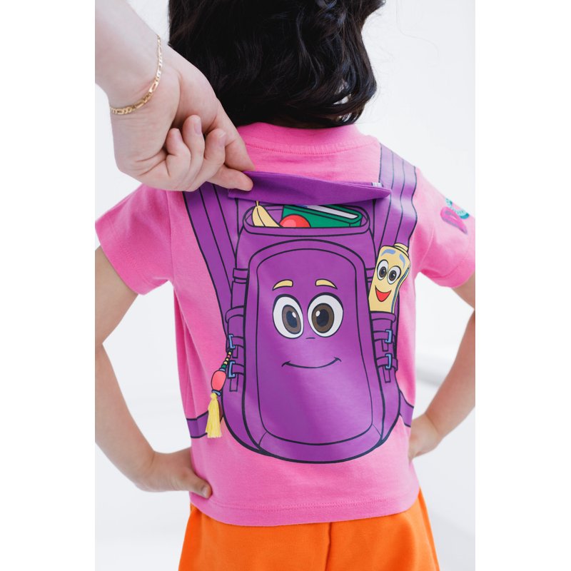 Kids Dora the Explorer Costume Set with T-Shirt and Shorts - Pink/Orange 5T