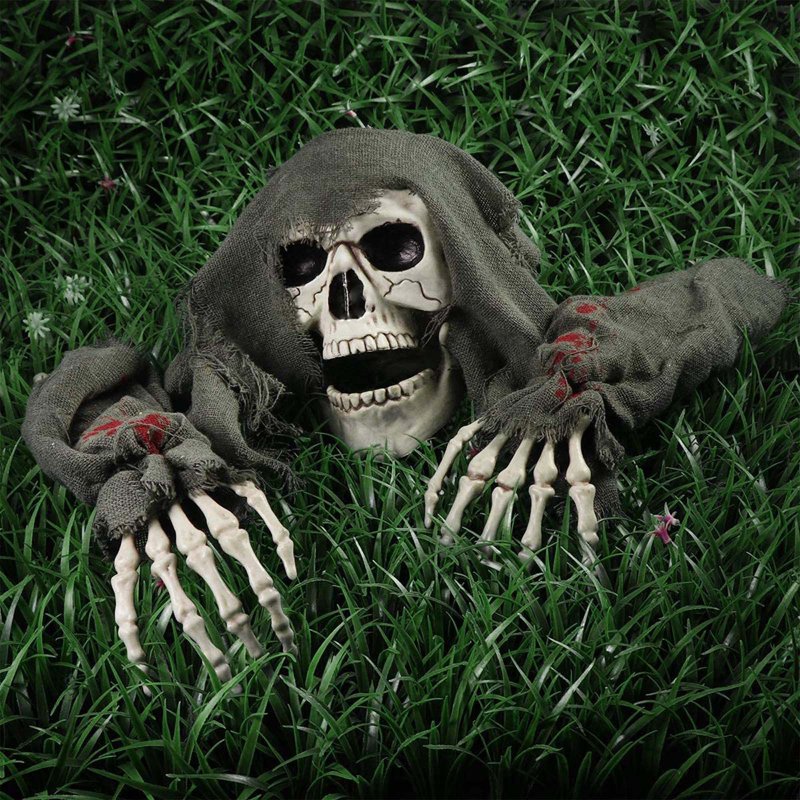 Outdoor Halloween Skeleton Ground Stakes with Skull and Bones Set