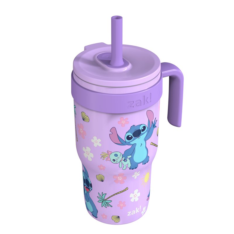 18oz Stainless Steel Kids Tumbler with Straw - Purple Stitch