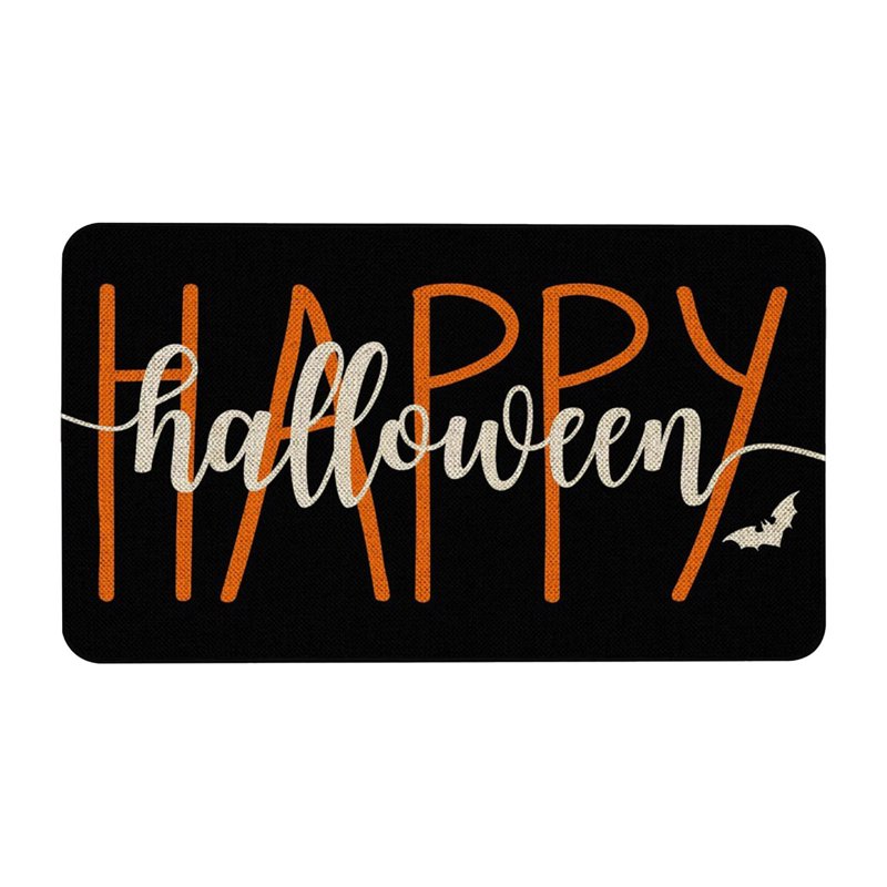 Halloween-Themed Door Mat 23.62x15.75in Black B Spooky Entryway Rug Non-Slip Decor
