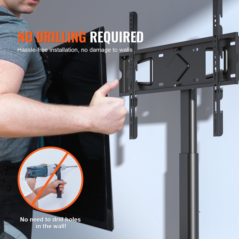 Rotating Mobile TV Stand for 32-65 Inch TVs with Adjustable Height