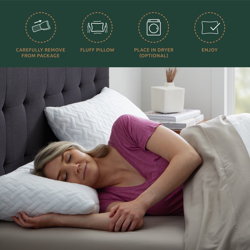 Queen Shredded Memory Foam Pillow 2 Pack - Supportive Hypoallergenic Bed Pillows