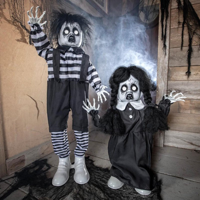 Animated Halloween Boy Decoration with Black & White Shoes - 3 ft Tall