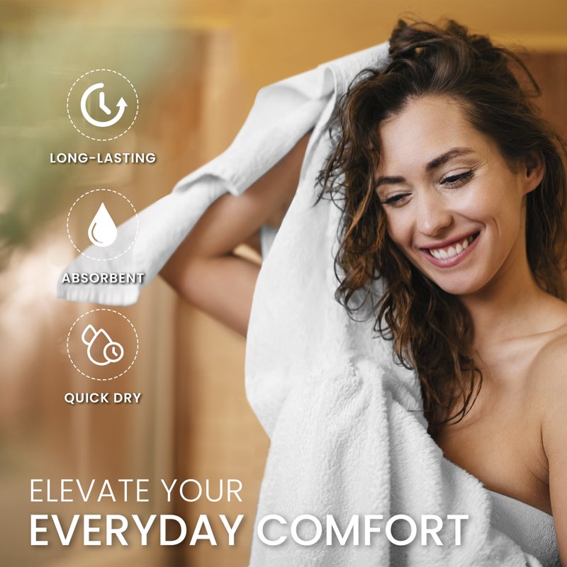 Martex 6-Piece Cotton Towel Set - White, Quick Dry & Plush