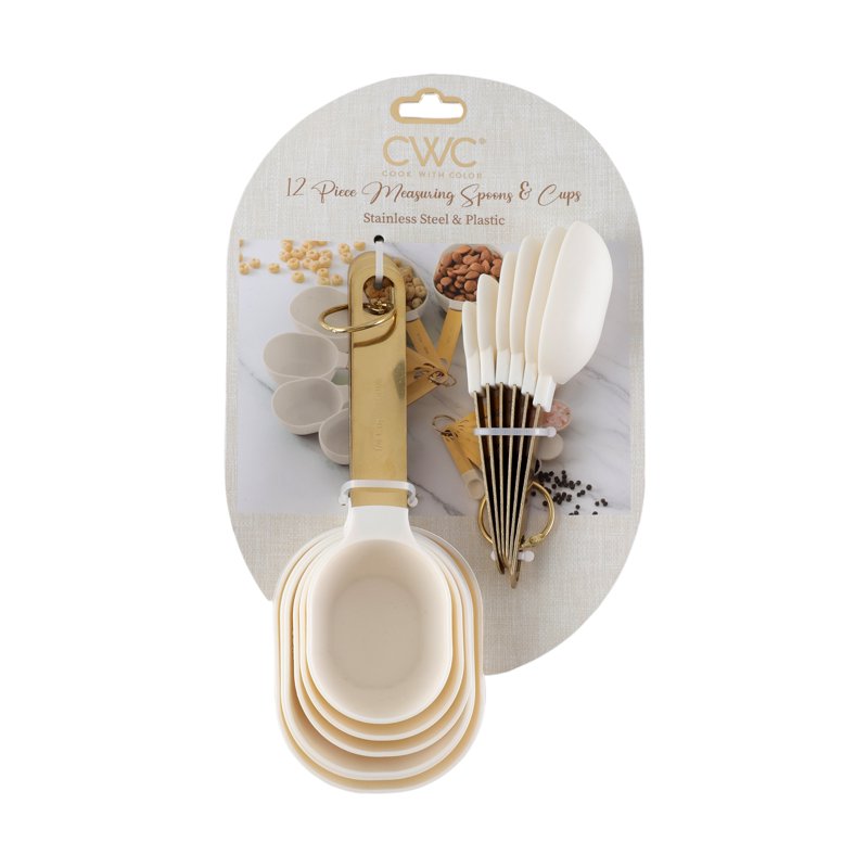 12-Piece Measuring Cup & Spoon Set - Dishwasher Safe White