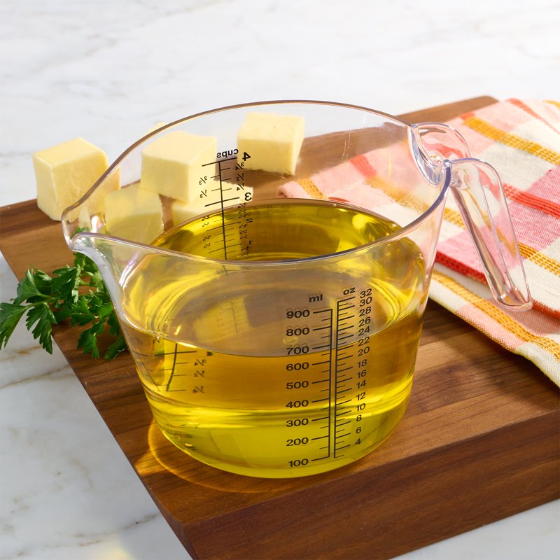 4-Pack Plastic Measuring Cups with Large Spout - 32 oz Clear