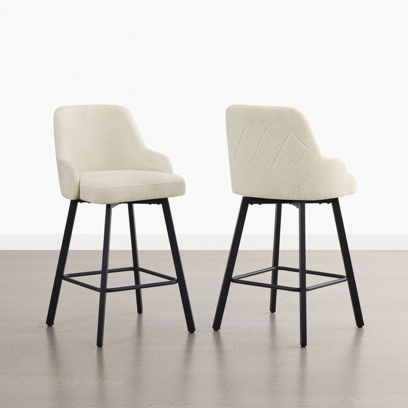 360° Swivel Counter Stools Set of 2 - Linen Fabric