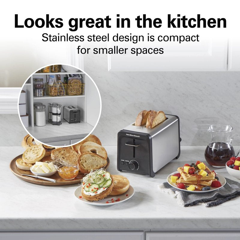 Stainless Steel 2 Slice Toaster with Wide Slots & Bagel Function