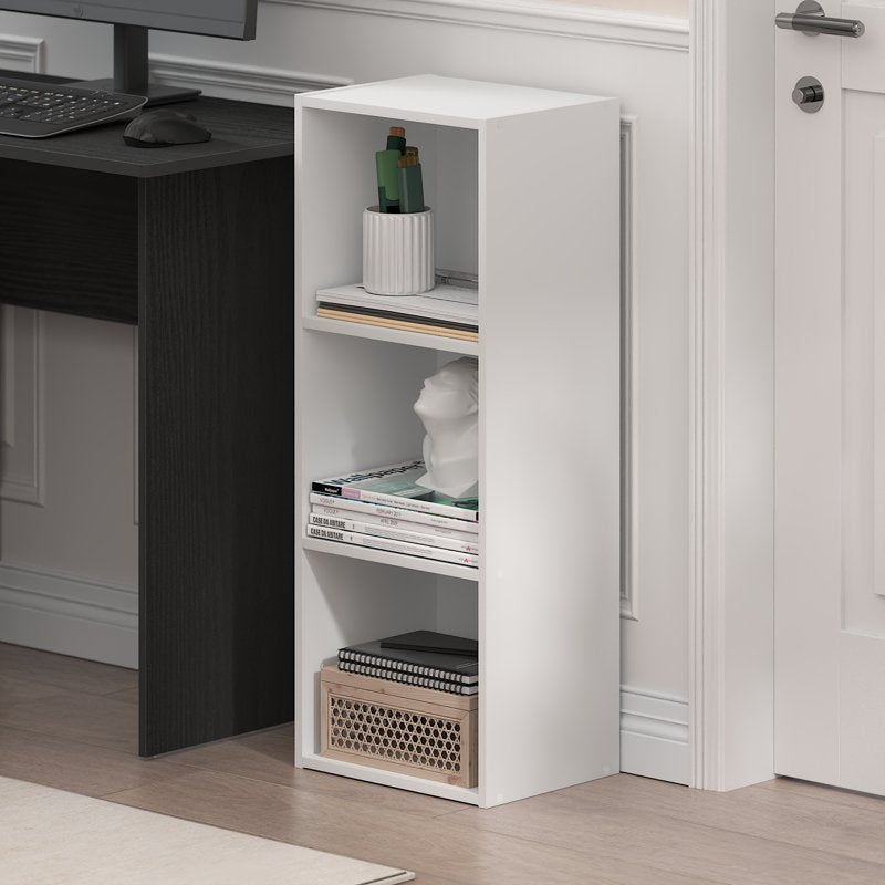 3-Cube Closed Back Bookcase - Modern White Shelf 9.3x12x31.5