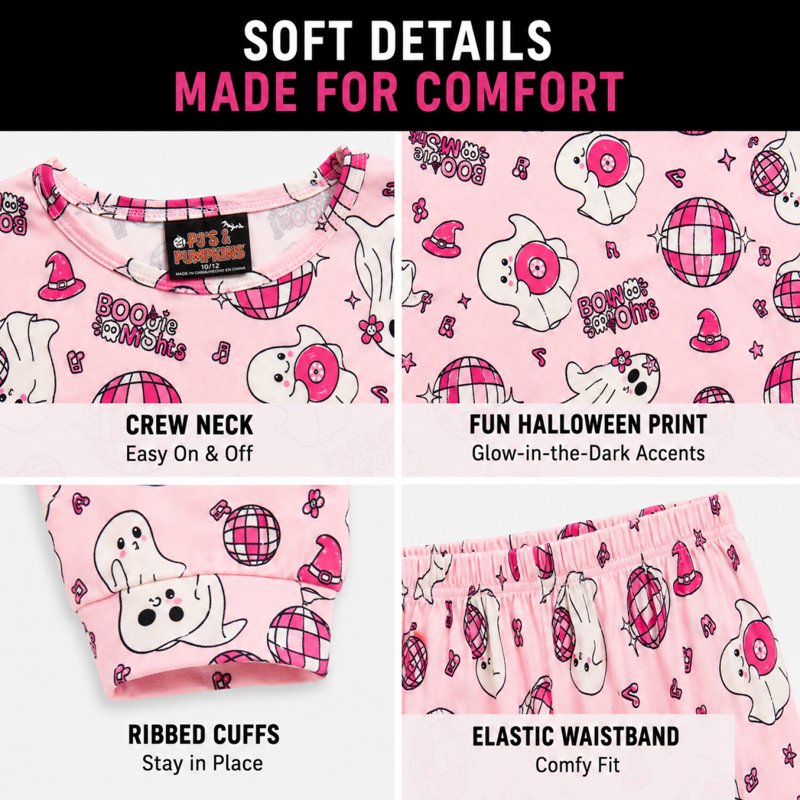 Girls Halloween Pajamas Set - 2T Pink Ghost Long Sleeve & Pants