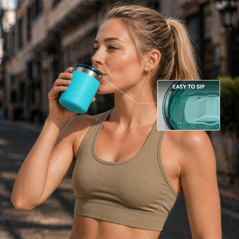 10oz Ceramic Lined Stainless Steel Lowball Tumbler - Teal
