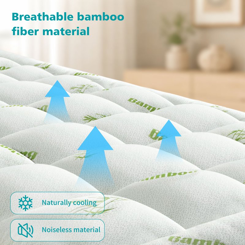 Cooling Mattress Pad Cover Twin - Avocado Green, Ultra Soft, Back Pain Relief