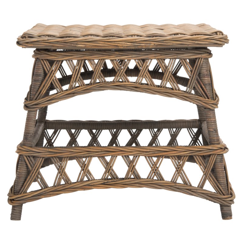 Woven Rattan Accent Table - Natural Finish, 23.6"