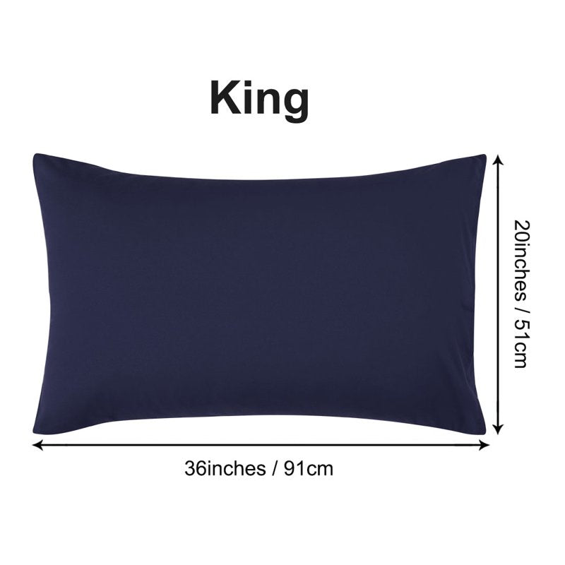 King Size Microfiber Pillowcases Navy Blue 2-Pack - Soft Breathable Fabric