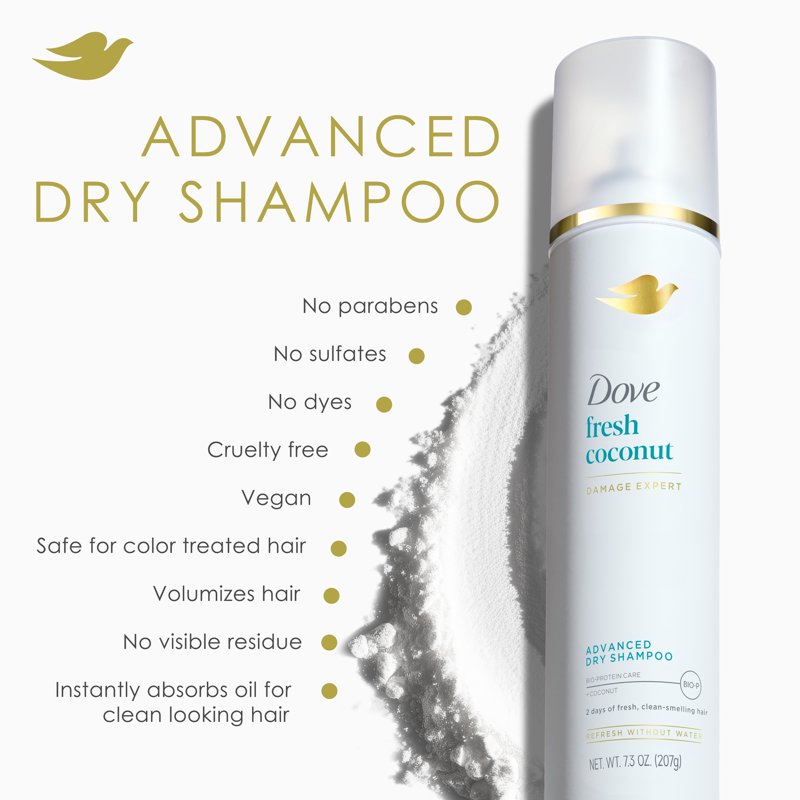 Dove Advanced Dry Shampoo - Fresh Coconut, 7.3 oz, 2 Pack