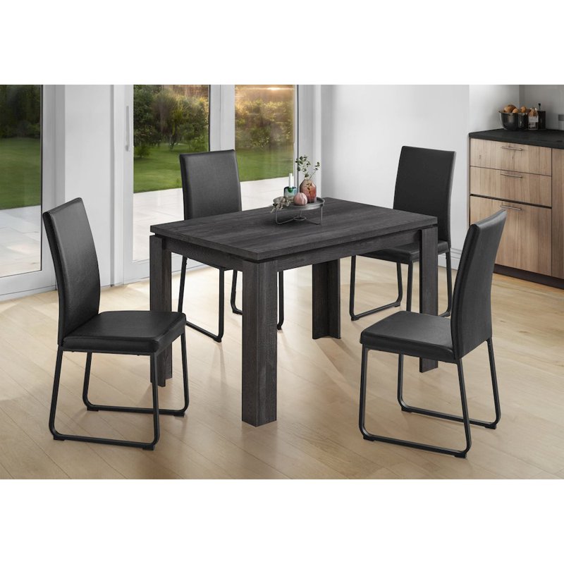 Rustic Gray Reclaimed Wood Dining Table - Black