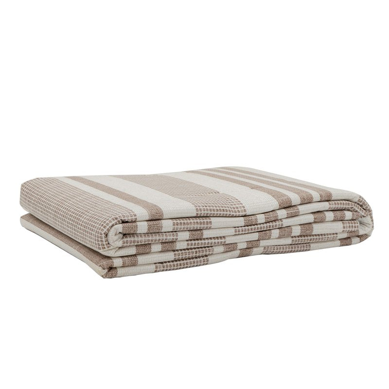 Pre-Cut Vinyl Fabric with Flannel Backing - Tan Stripes, 60" x 72"