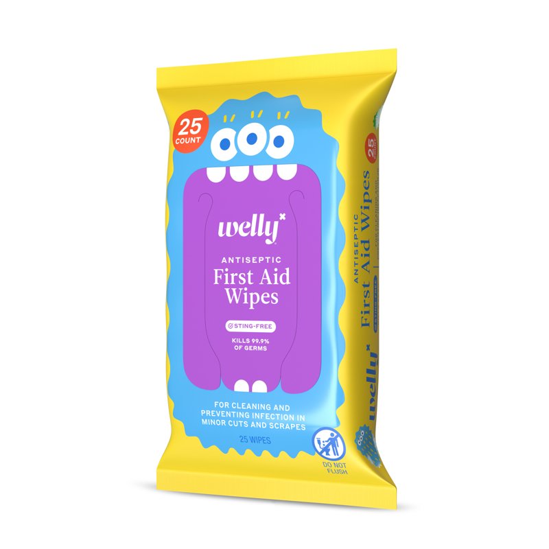 Antiseptic First Aid Wipes, 25-Count Alcohol-Free Wound Cleaning Pads