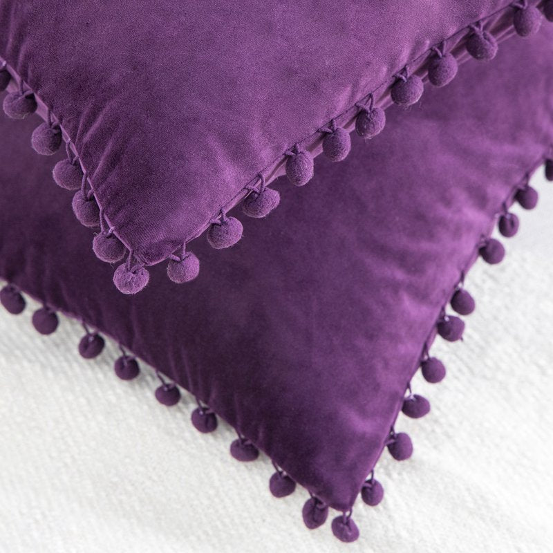 Decorative Velvet Throw Pillow Set - 12 x 20 Dark Purple, 2 Pack