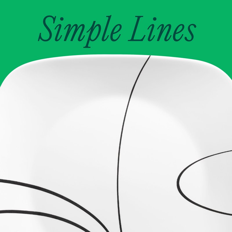 10.5" Square Dinner Plate Set - Modern Black & White, Set of 6