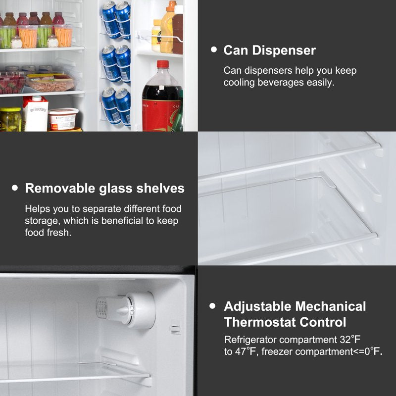 4.6 Cu Ft 2-Door Mini Fridge with Top Freezer - Stainless Steel Look