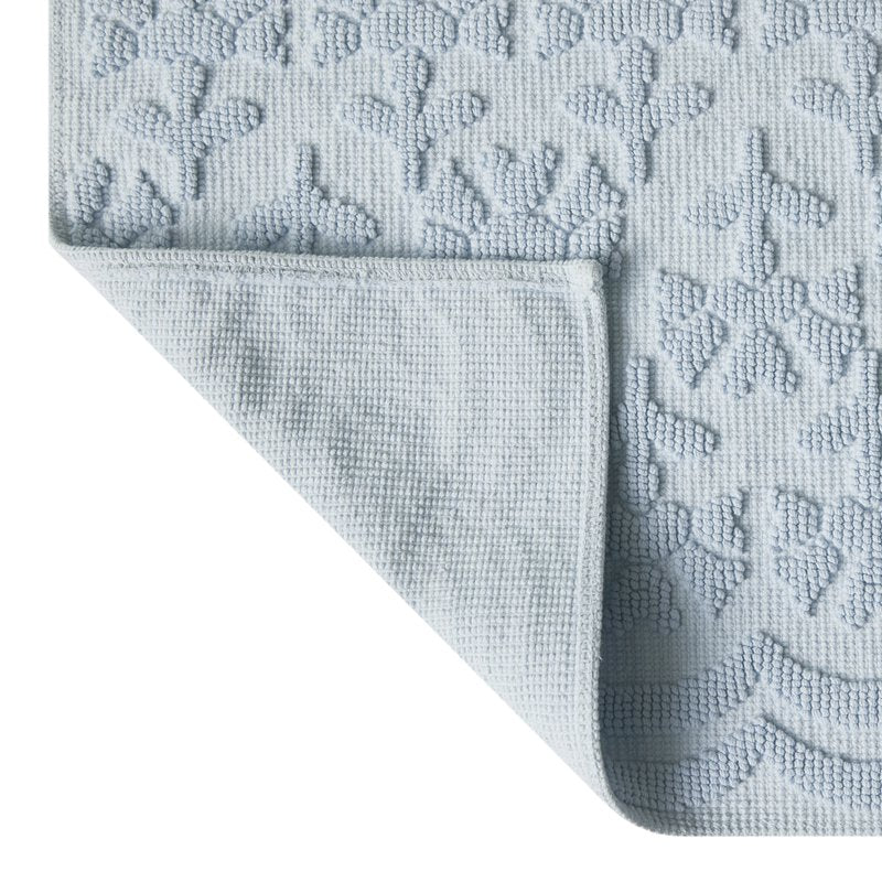 Floral Block Scallop Bath Rug Set - Hydrangea Blue, 17x24 & 20x30 Inches
