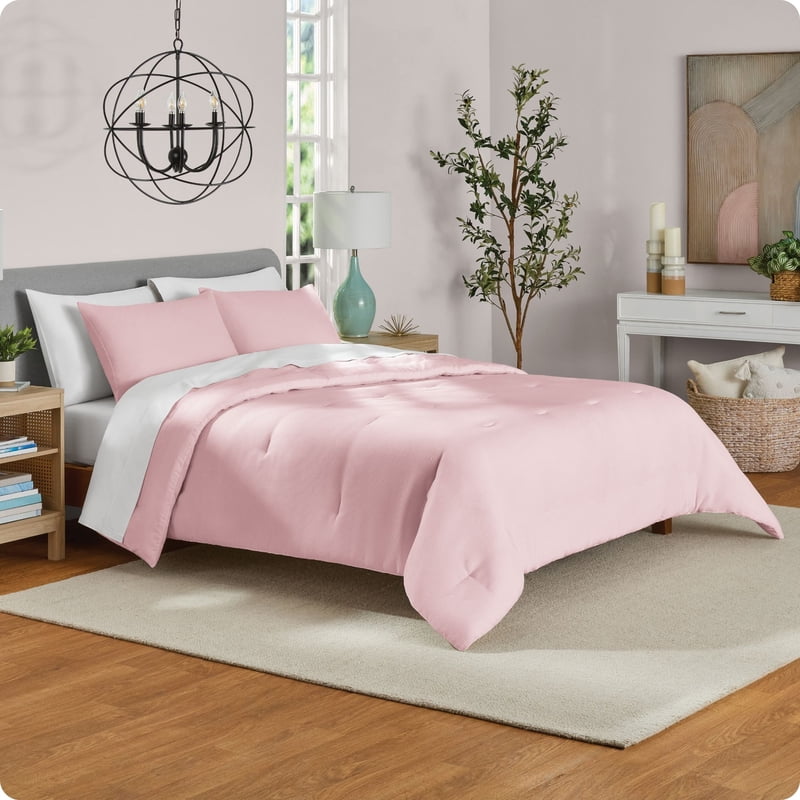 King Waffle Comforter Set with Matching Shams - Pink Dusk