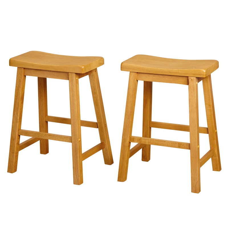 Belfast Rectangular Saddle Bar Stools - Oak, Set of 2