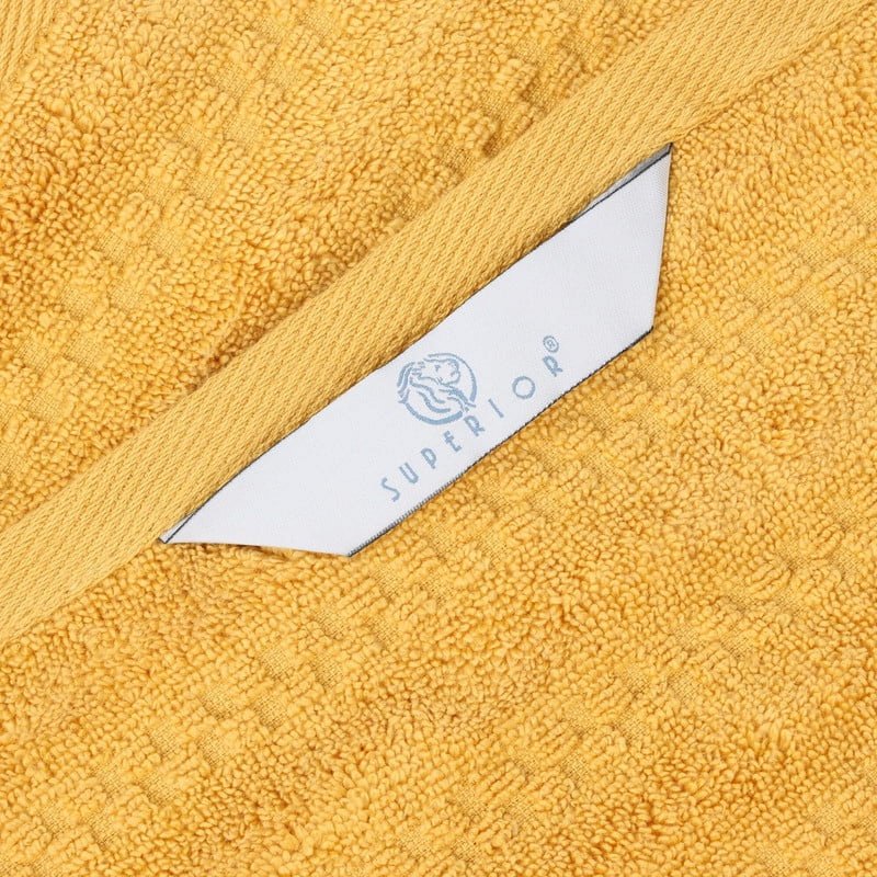 Gold 12-Piece Cotton Towel Set - Superior Zuma Waffle Textured Absorbent Towels