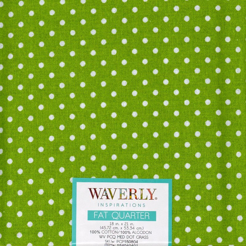 Cotton Fat Quarter Fabric Set - Medium Dot Grass Pattern, 3 Pack, 18x21 Inches