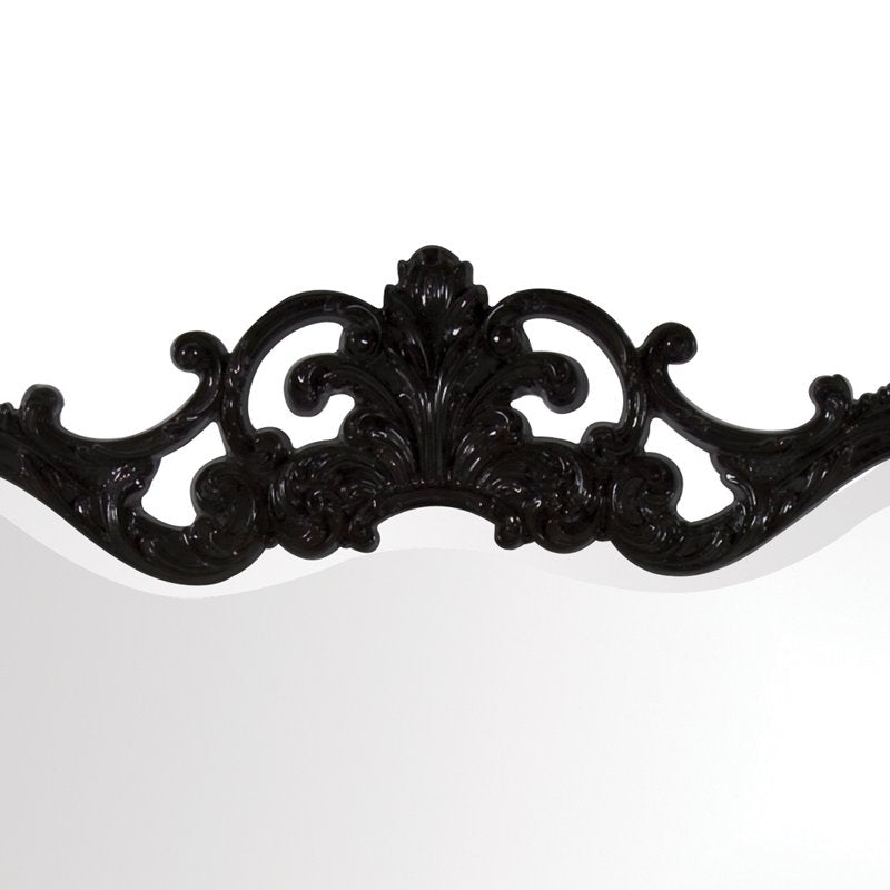 Decorative Wall Mirror with Ornate Frame - Black Finish, 27x38 Inch