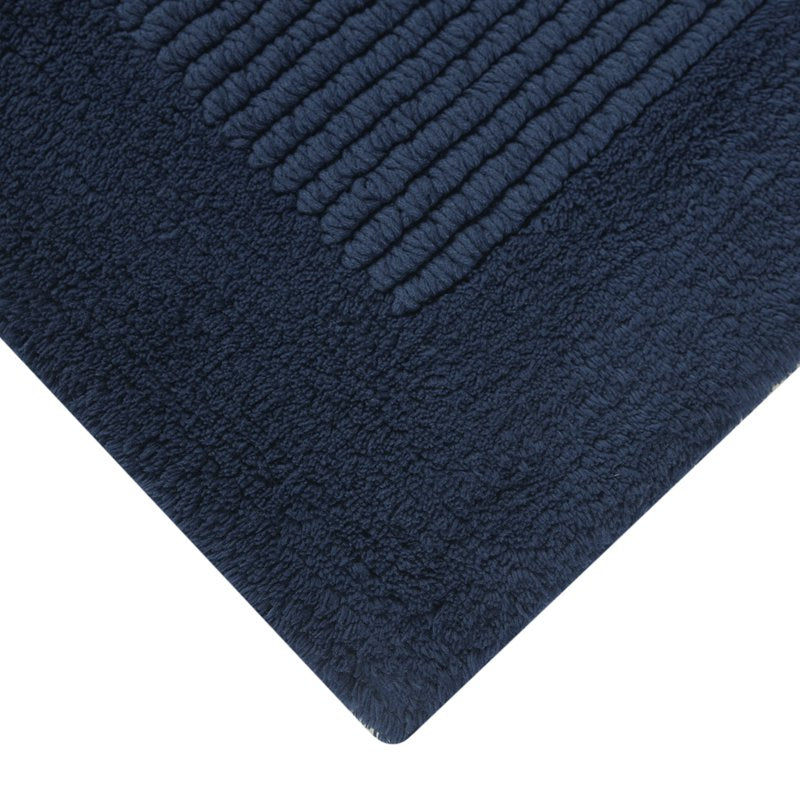 Hotel Style Egyptian Cotton Reversible Bath Rug - Blue, 21 x 34 Inches