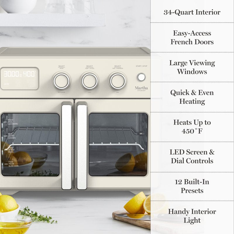 34 QT French Door Air Fryer Toaster Oven - Linen Cream