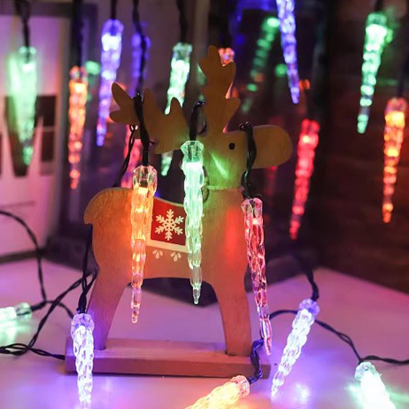 Multicolor Solar Icicle Christmas Lights 21ft Outdoor String Lights with Dusk to Dawn Sensor