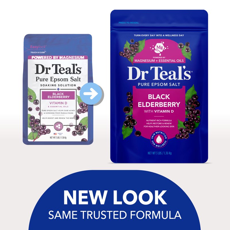 Epsom Salt Magnesium Soak with Black Elderberry & Vitamin D - 3 lbs