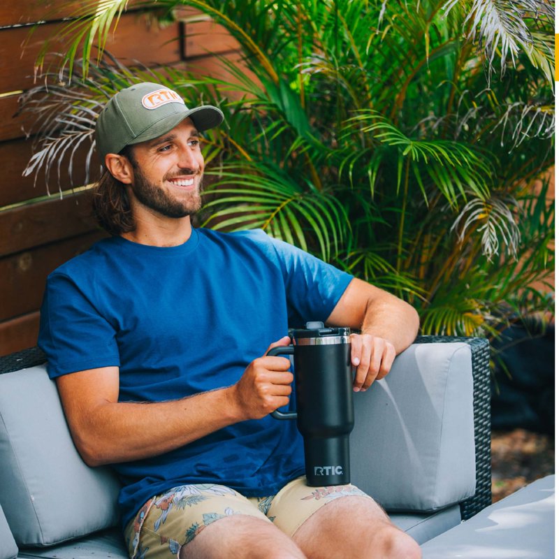 40 oz Ceramic-Lined Road Trip Tumbler with Handle & Leak-Resistant Lid