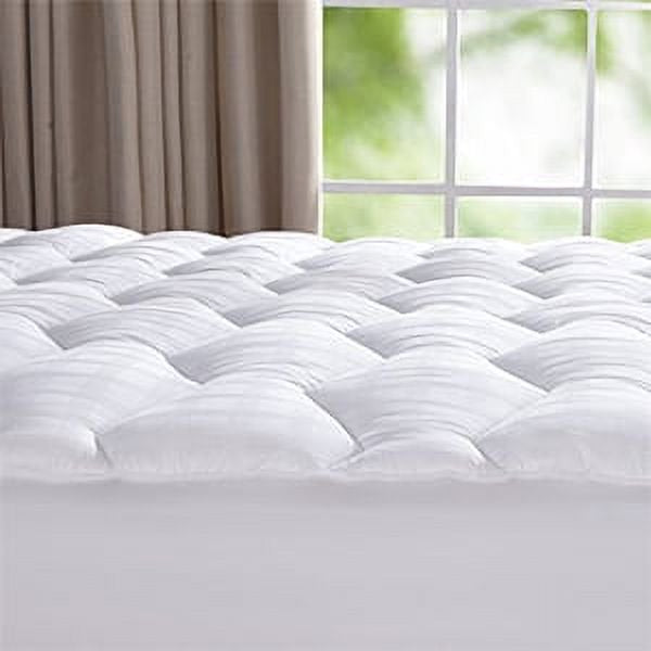 Cotton Mattress Pad Twin Size 500 Thread Count Down Alternative Cover - White