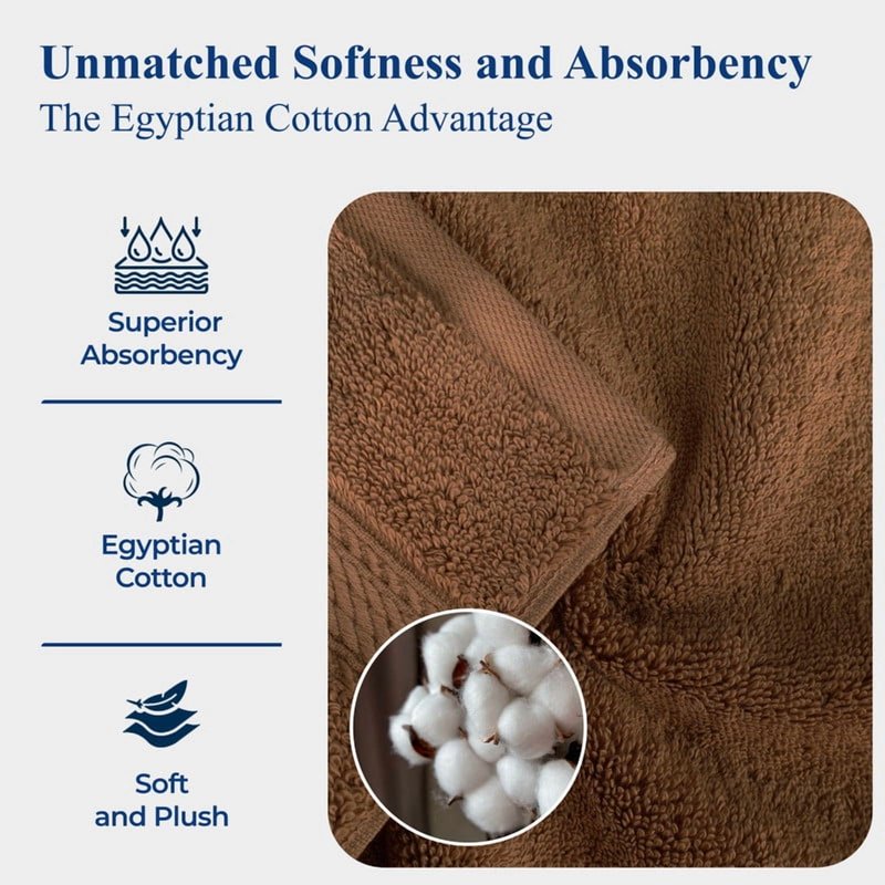 Egyptian Cotton Face Towel Set of 6 - Heavyweight 800 GSM Plush & Absorbent